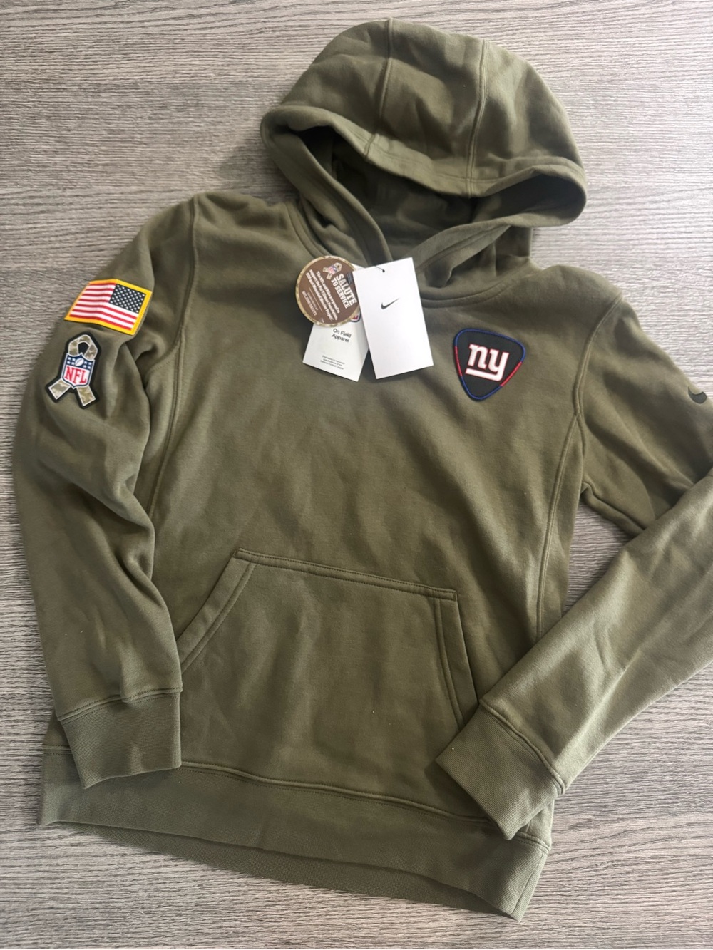 New York Giants Hoodie Youth NFL Nike Salute to Service Size M(10/12) Army Green